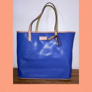 Coach Blue Metro Park Saffiano Leather Tote Bag very peri periwinkle lemon